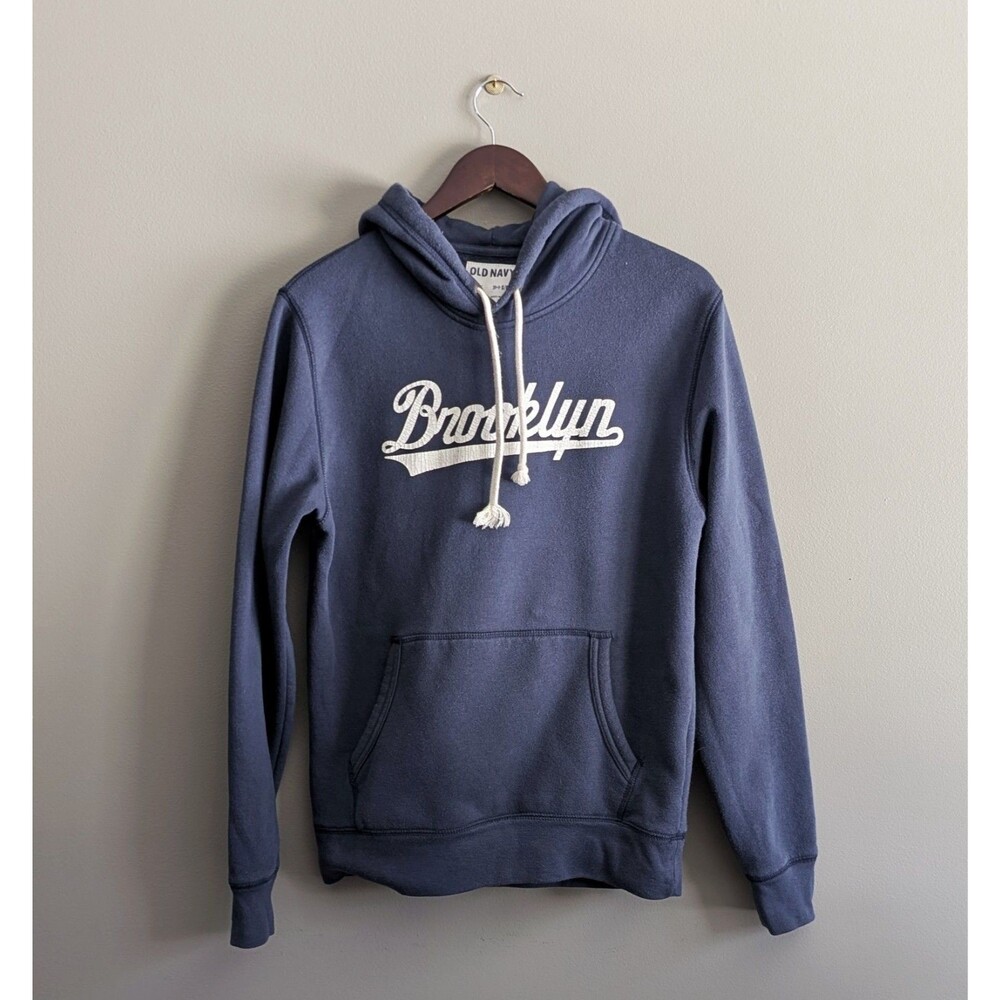 Old Navy Mens Small Hoodie Brooklyn NYC Graphic Blue Pullover Sweatshirt S